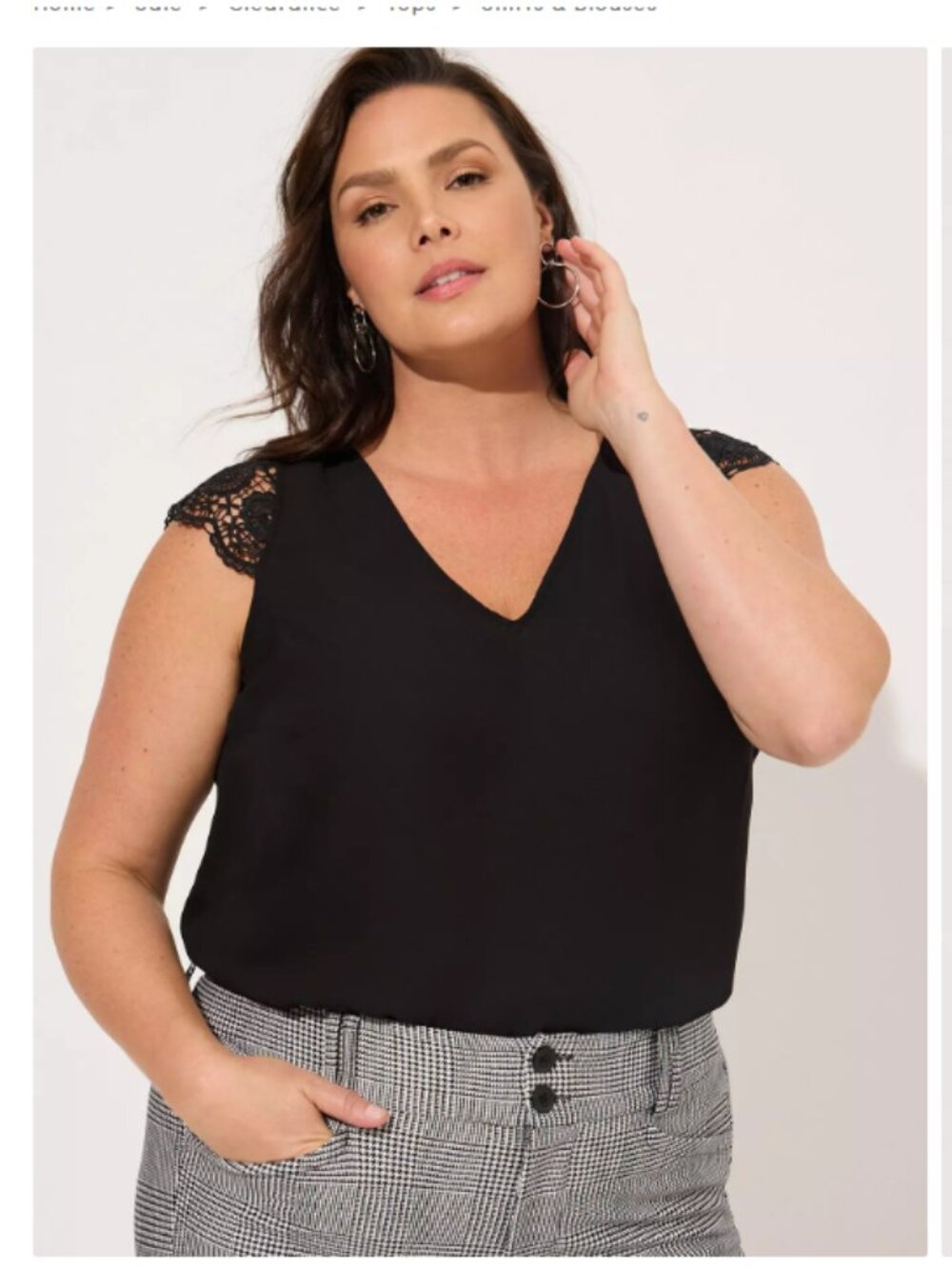 Georgette Lace Trim Sleeve Blouse